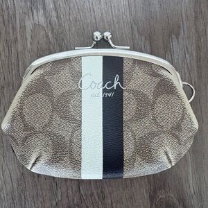 Coach Signature Legacy Stripe kisslock coin purse